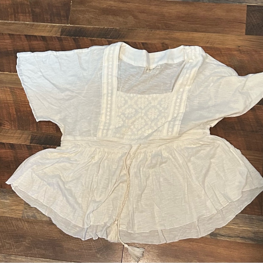 Lucky Brand Cream Peplum Blouse